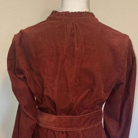 Boden Copper Burgundy Ellen Fine Corduroy Tiered Maxi Long Sleeve Shirt Dress - Picture 8 of 10